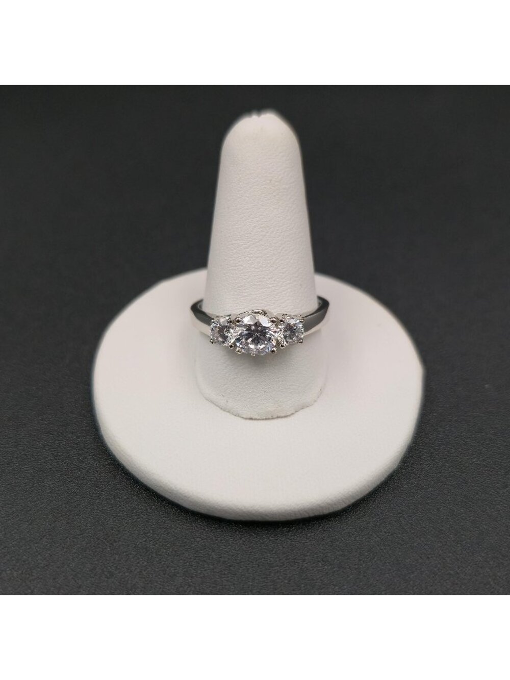 Size 9 Sterling Silver Past Present Future Cubic Zirconia Band Ring A7654
